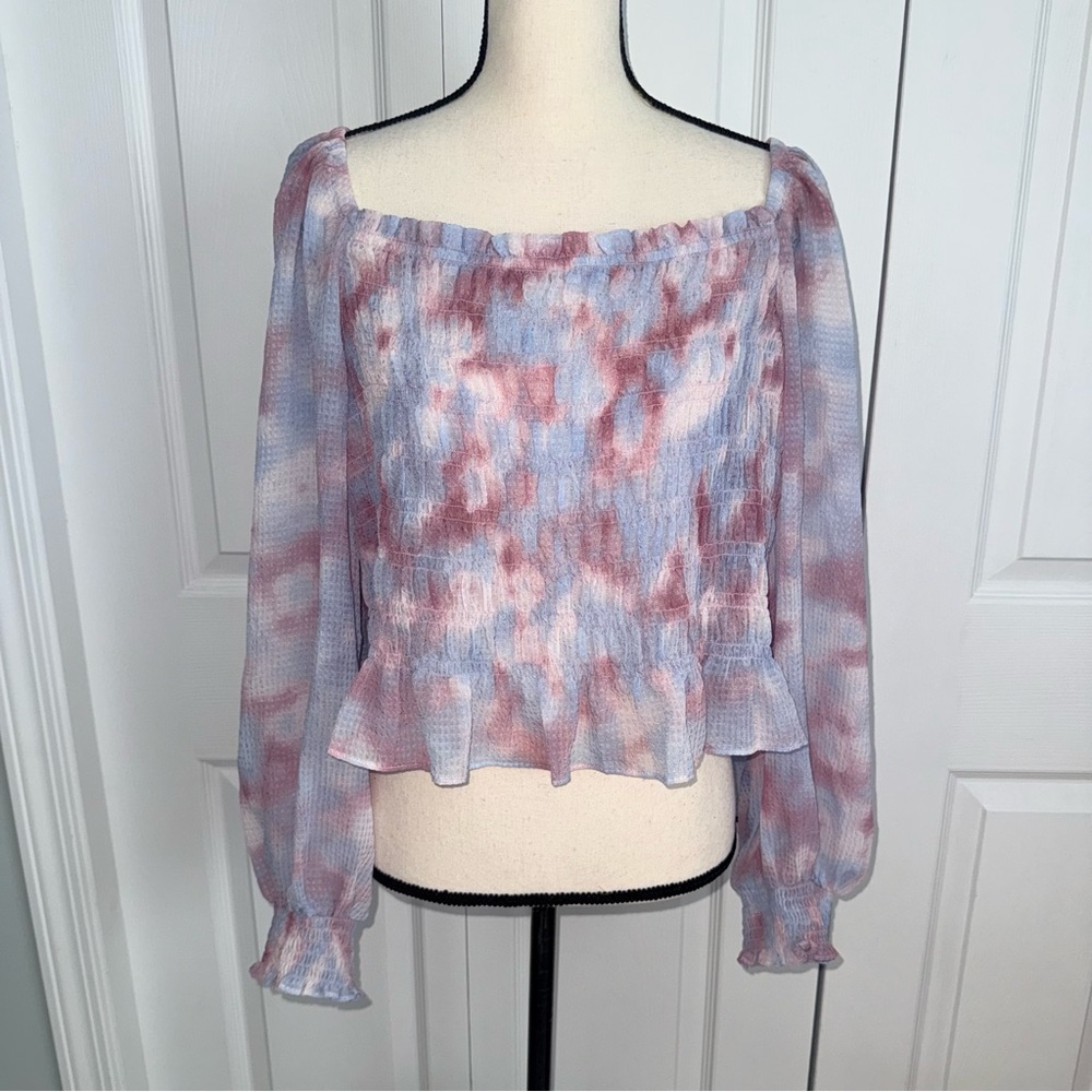 Future Collective Gabriella Karefa-Johnson Watercolor Balloon Sleeve Crop Top 1X